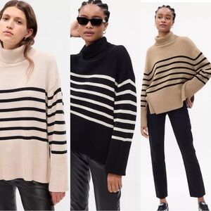 GAP Split-Hem Striped Turtleneck Sweater